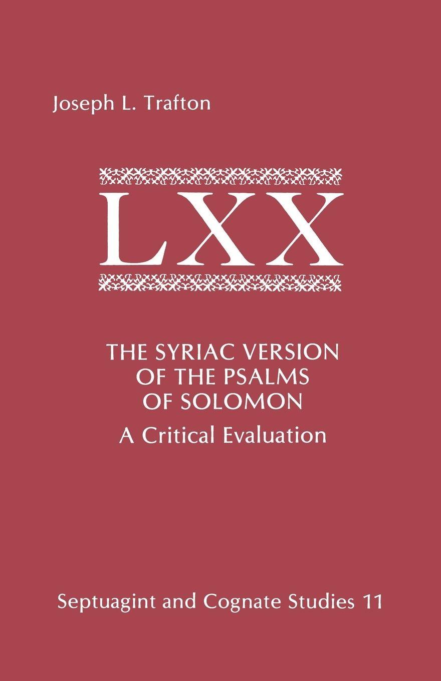 Vorderes Coverbild The Syriac Version of the Psalms of Solomon