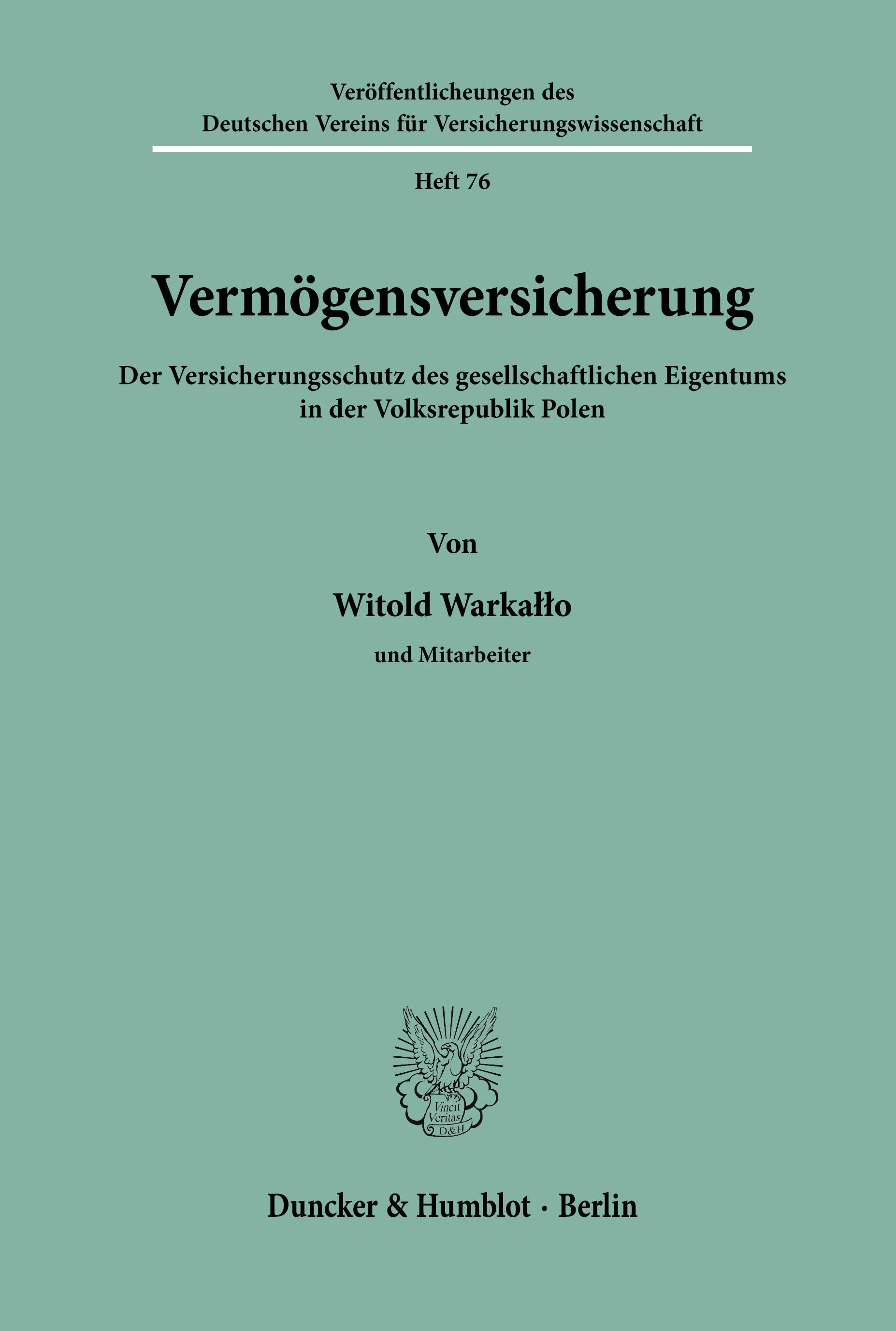 Vorderes Coverbild Vermögensversicherung.