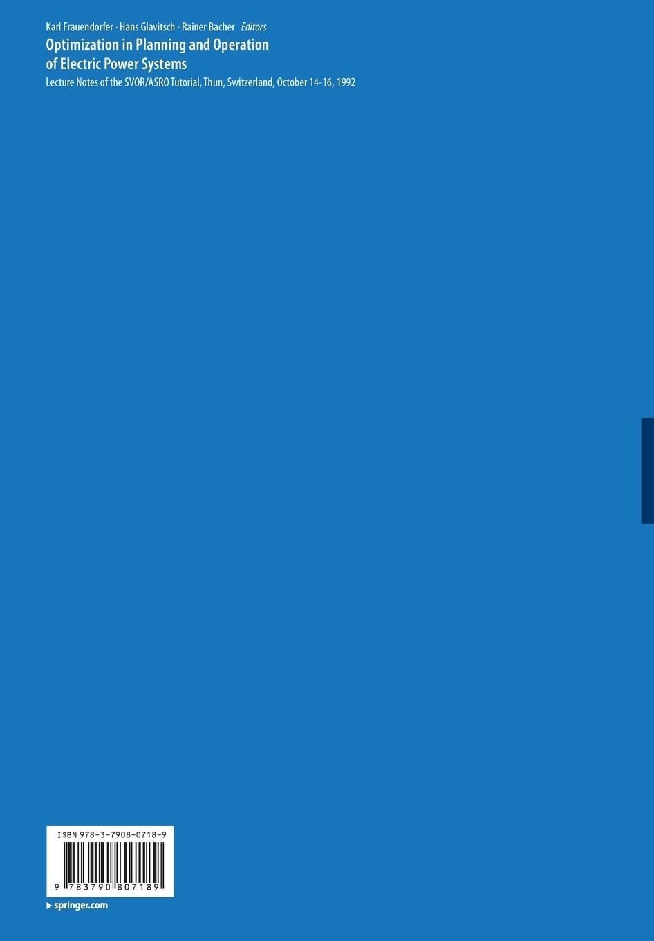 Rückseitencover Optimization in Planning and Operation of Electric Power Systems