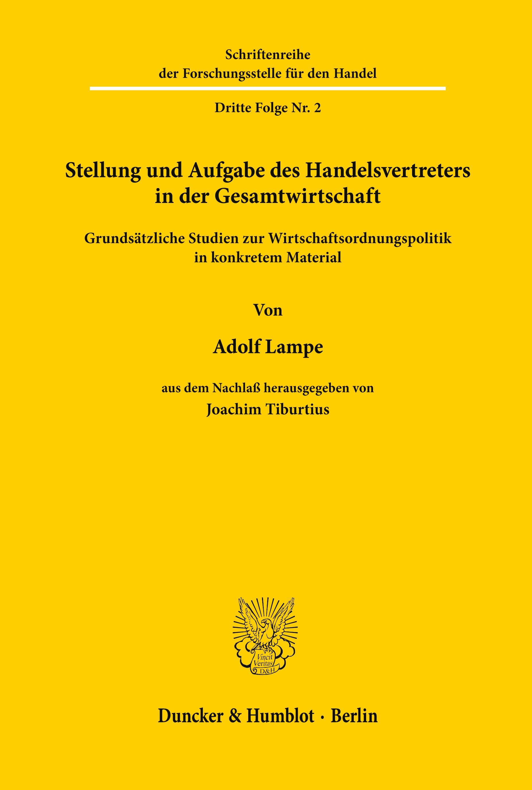 Vorderes Coverbild Stellung und Aufgabe des Handelsvertreters in der Gesamtwirtschaft.