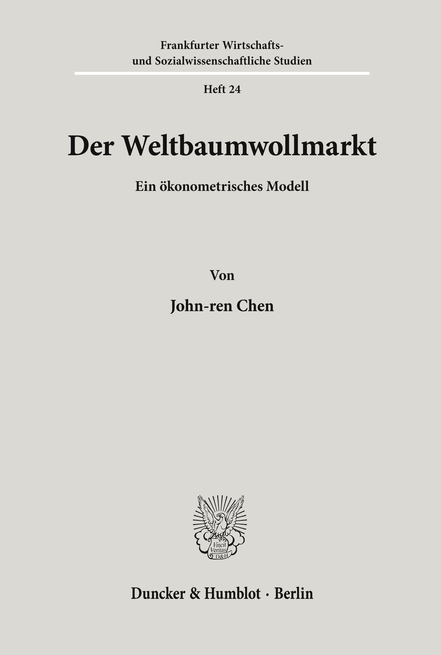 Vorderes Coverbild Der Weltbaumwollmarkt.