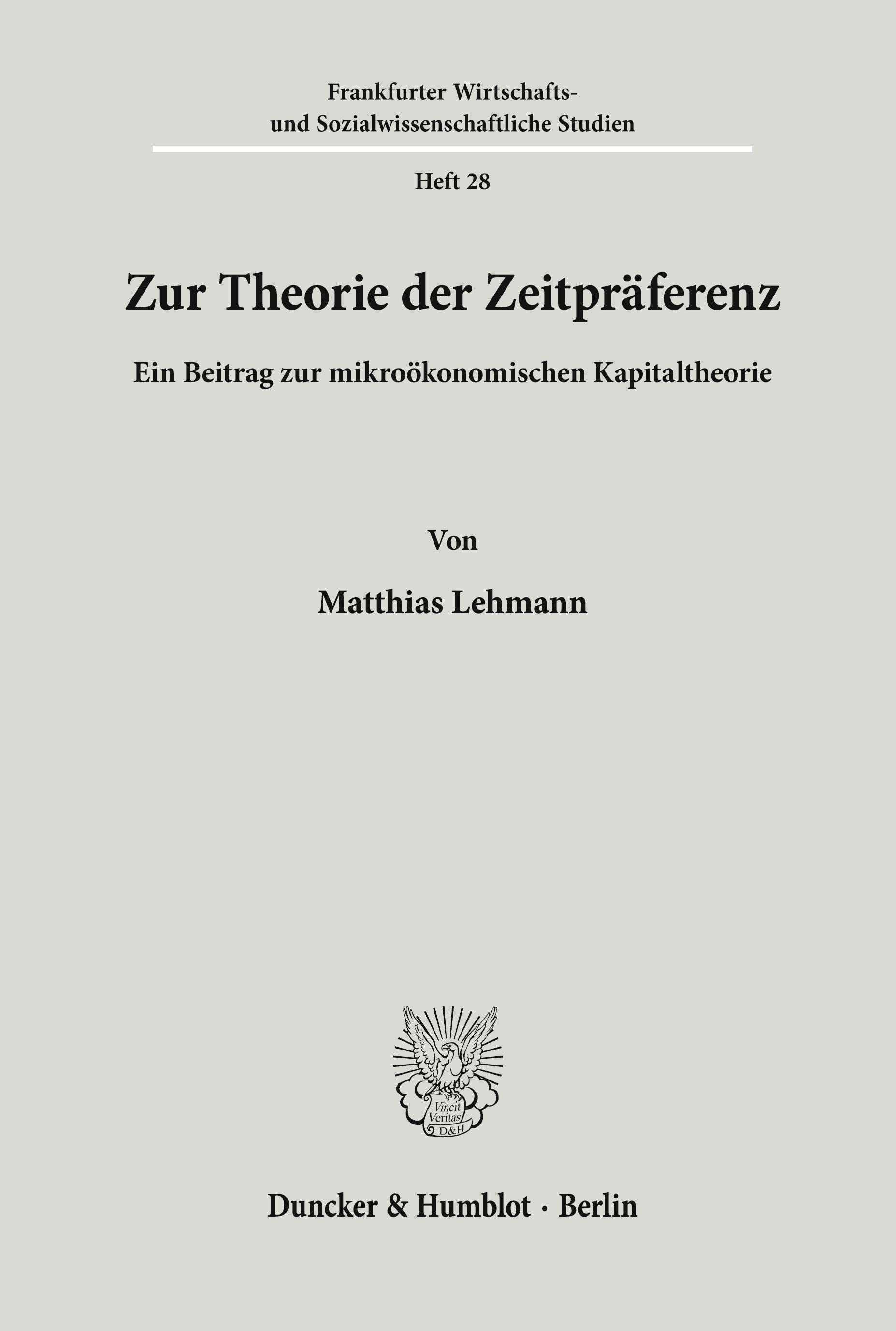 Vorderes Coverbild Zur Theorie der Zeitpräferenz.