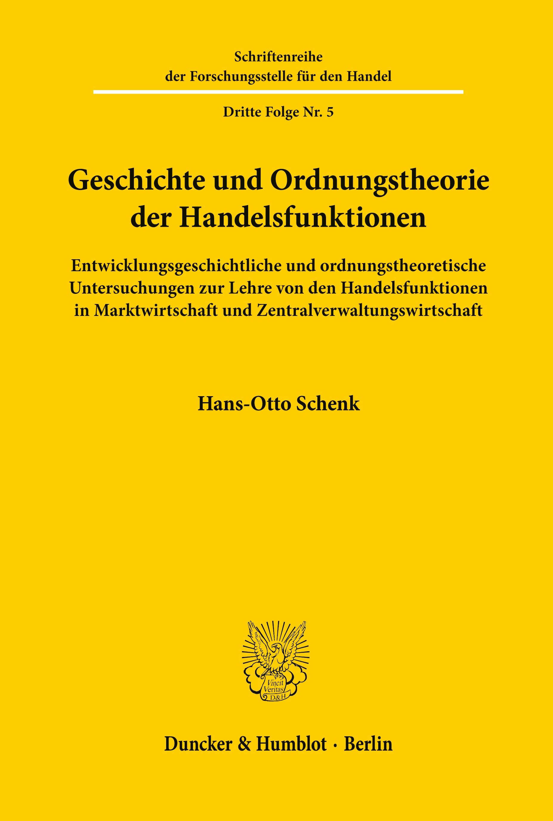 Vorderes Coverbild Geschichte und Ordnungstheorie der Handelsfunktionen.