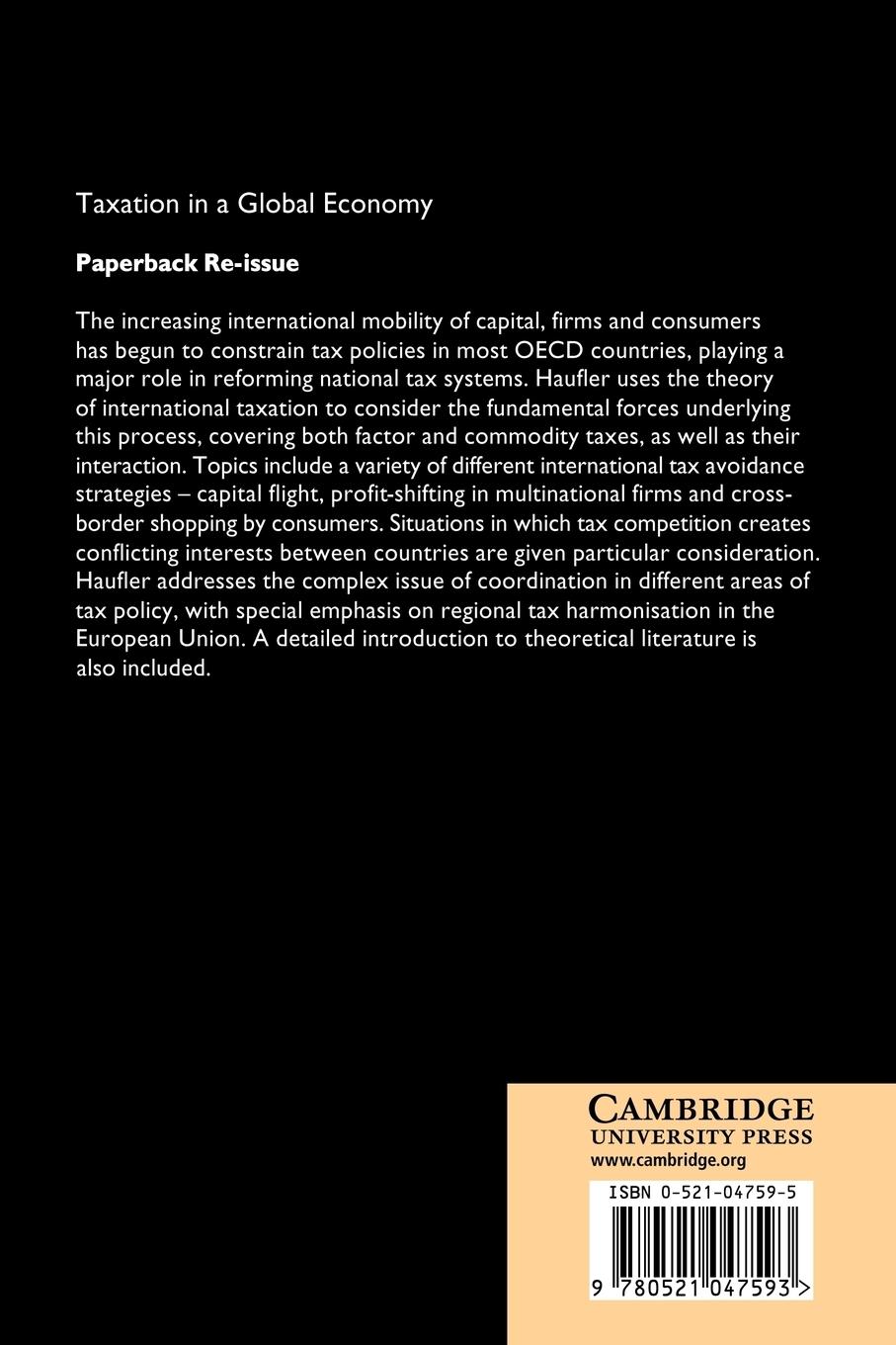 Rückseitencover Taxation in a Global Economy