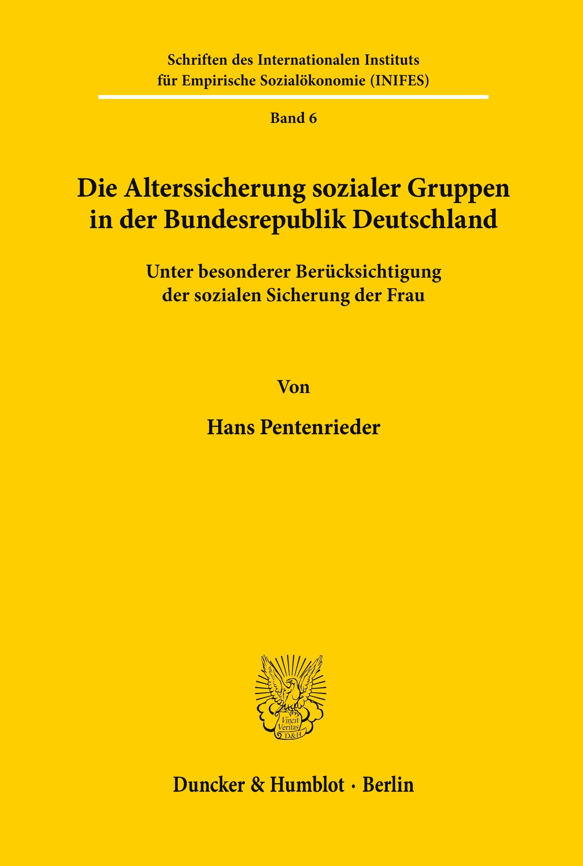 Vorderes Coverbild Die Alterssicherung sozialer Gruppen in der Bundesrepublik Deutschland