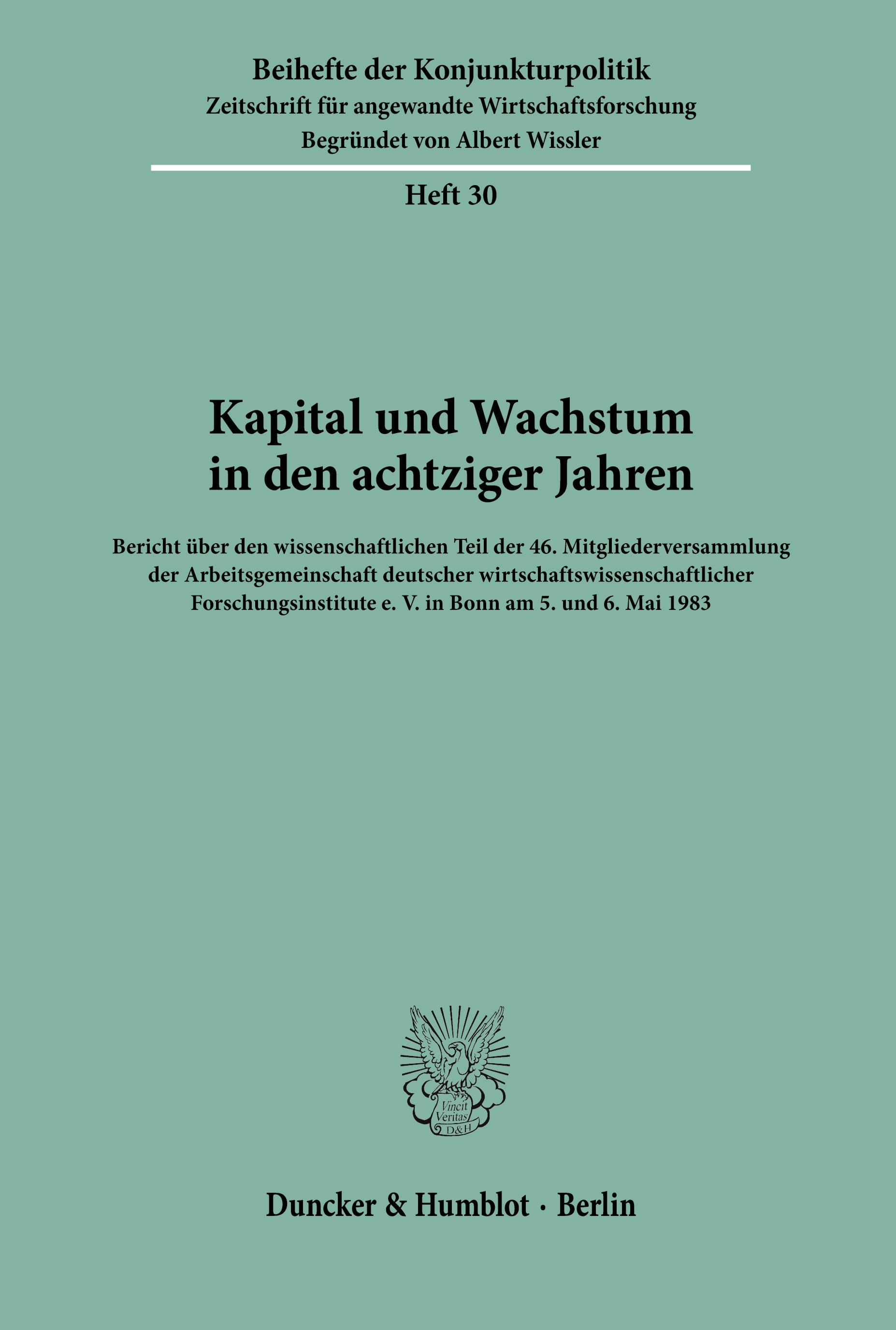 Vorderes Coverbild Kapital und Wachstum in den achtziger Jahren.