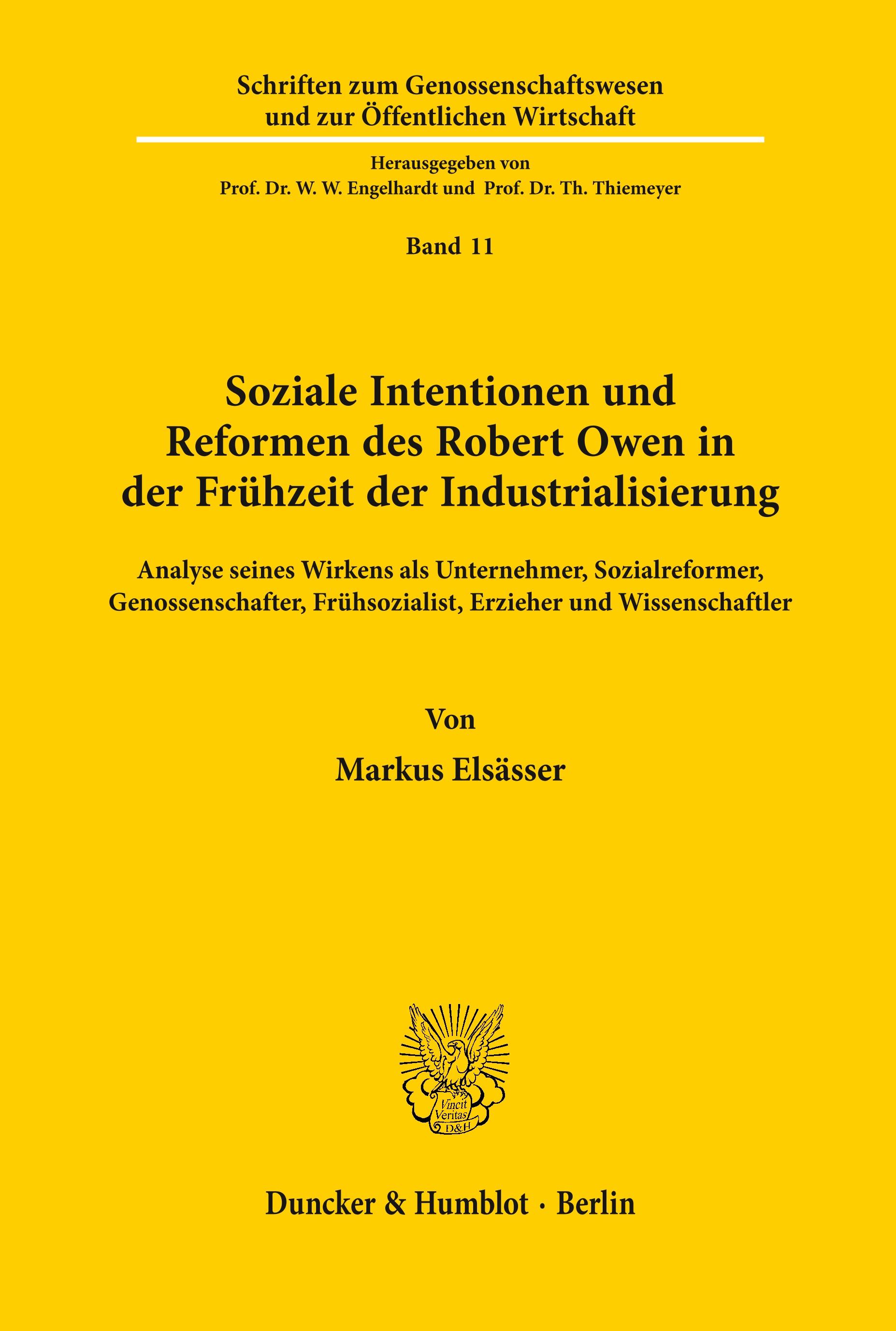 Vorderes Coverbild Soziale Intentionen und Reformen des Robert Owen in der Frühzeit der Industrialisierung.