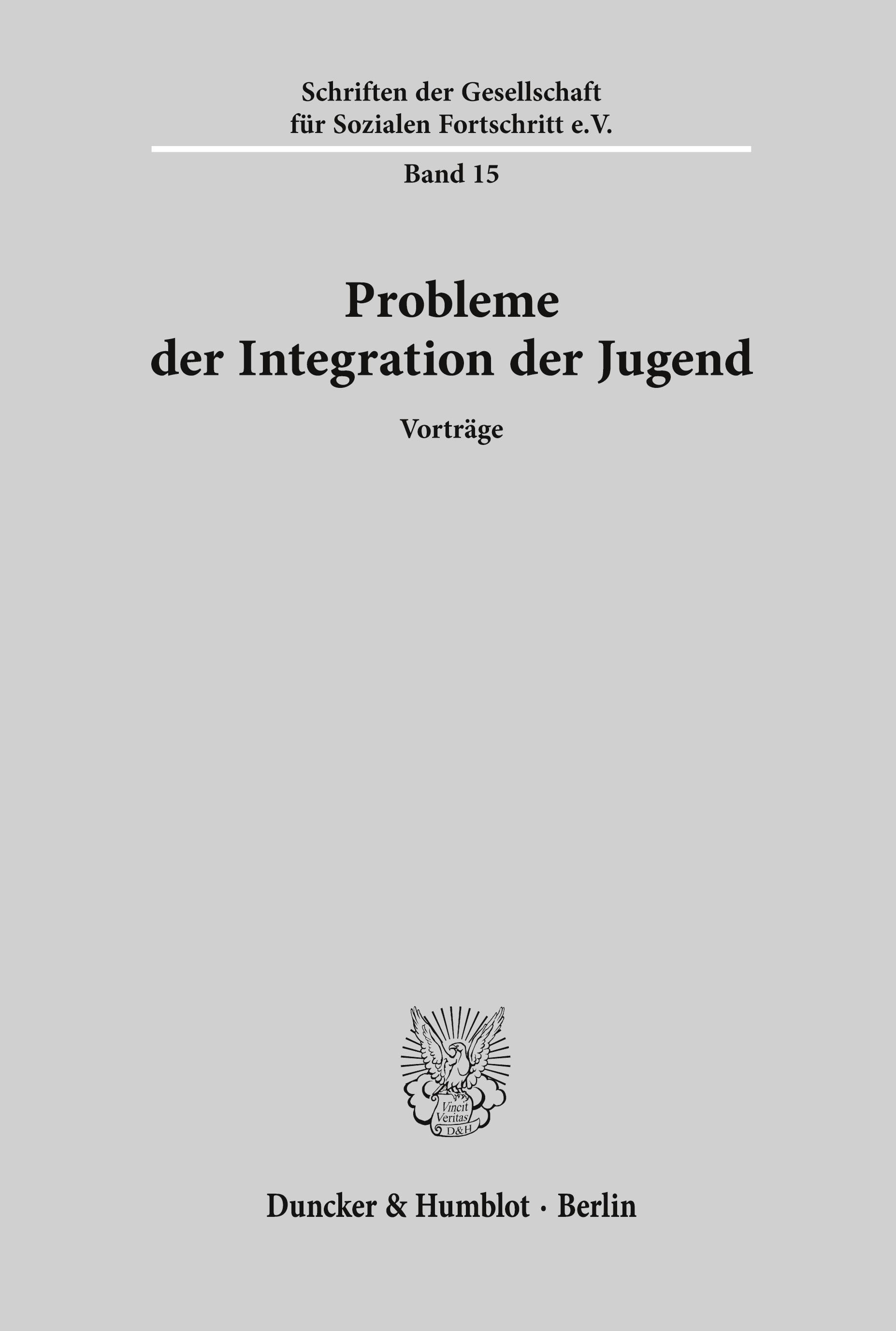 Vorderes Coverbild Probleme der Integration der Jugend.