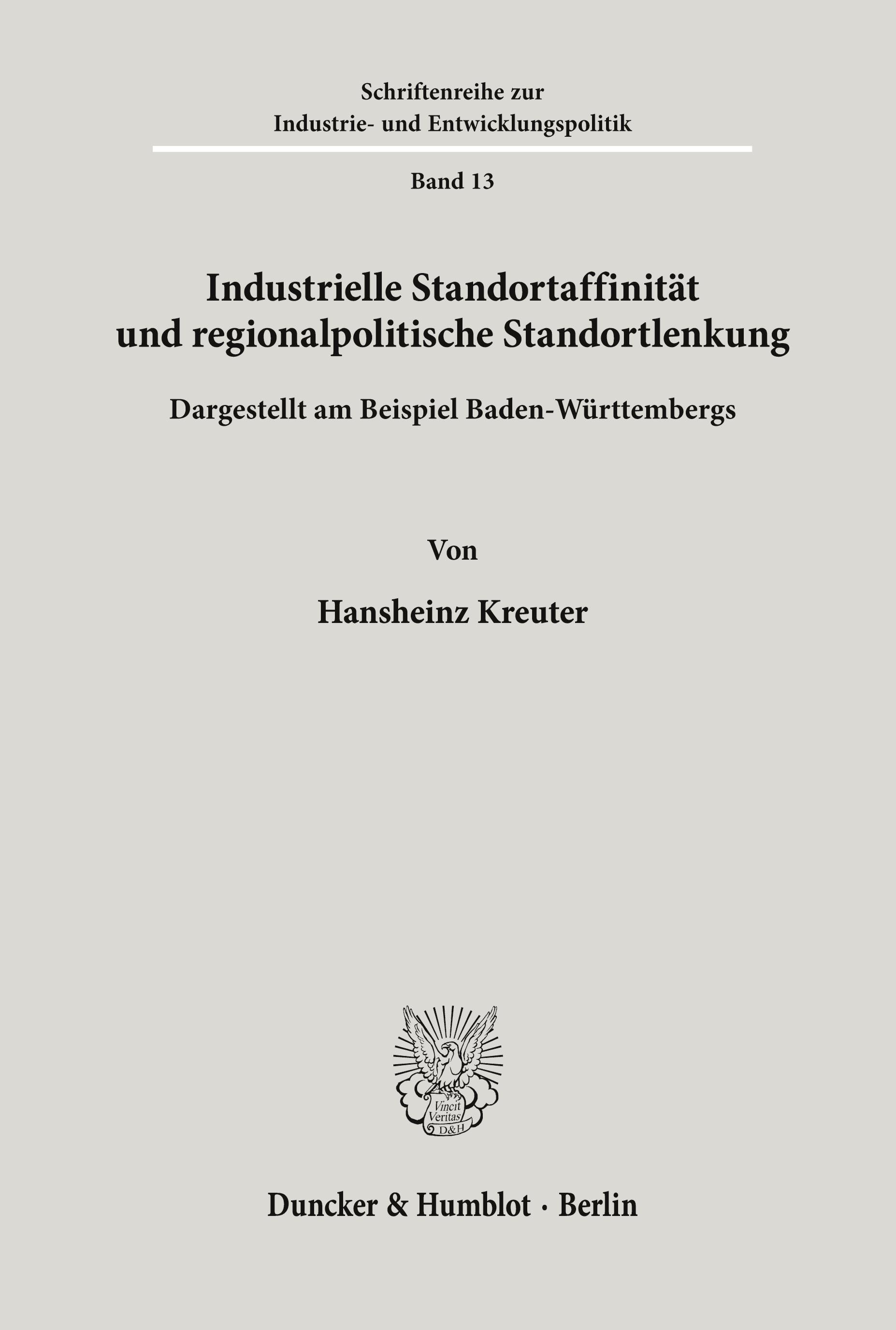 Vorderes Coverbild Industrielle Standortaffinität und regionalpolitische Standortlenkung.