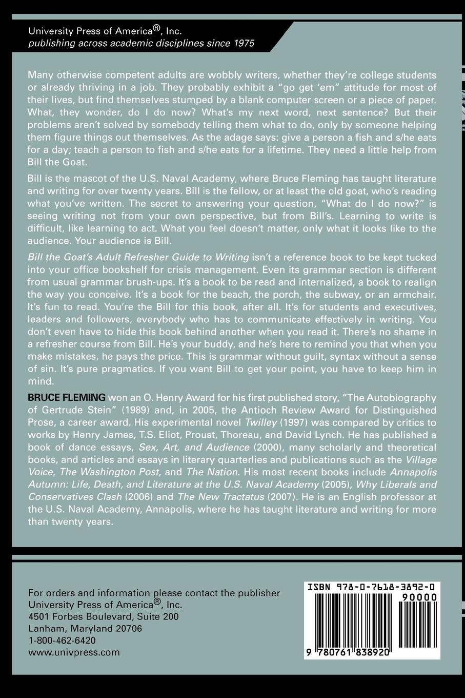 Rückseitencover Bill the Goat's Adult Refresher Guide to Writing