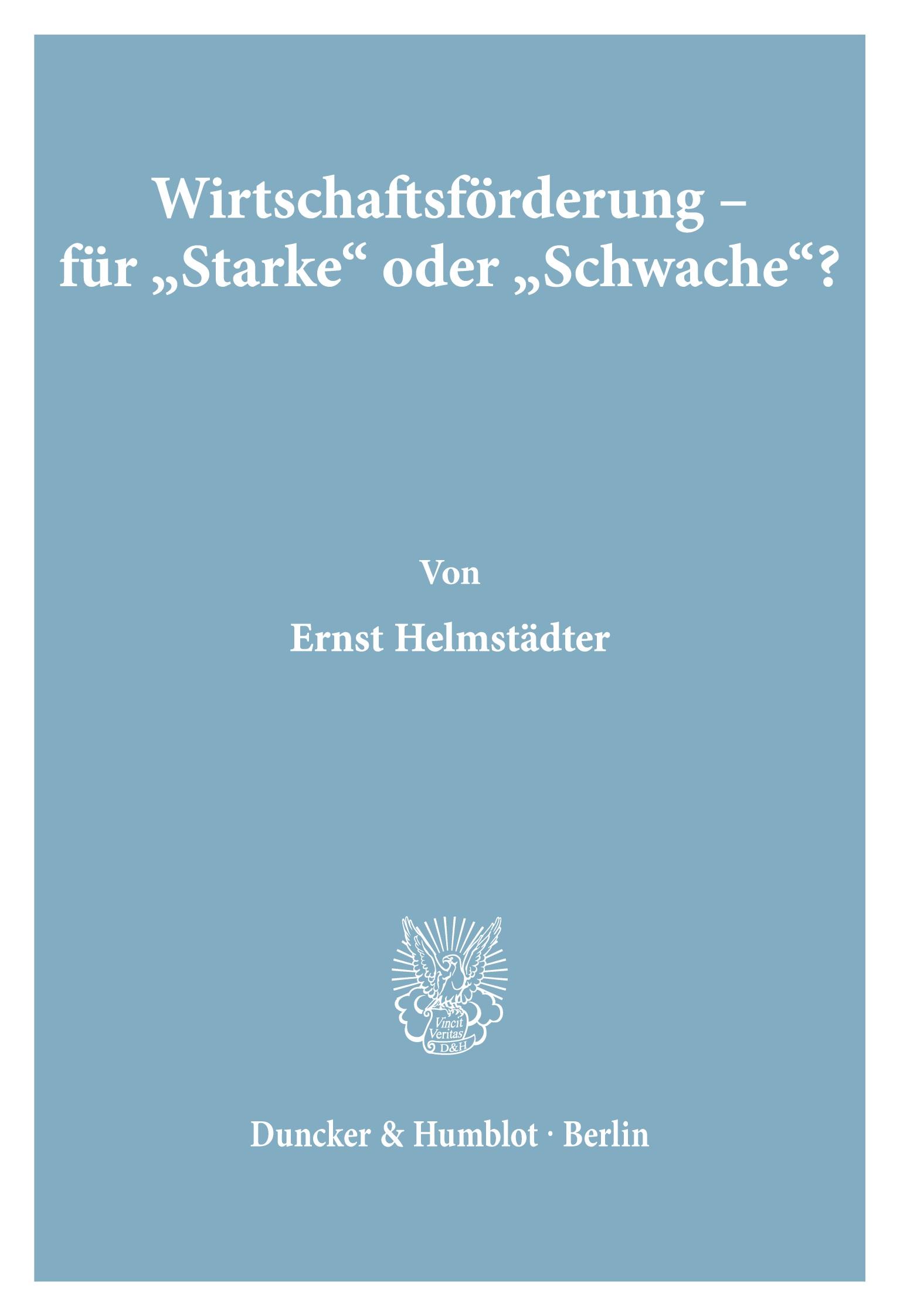 Vorderes Coverbild Wirtschaftsförderung - für "Starke' oder "Schwache'?