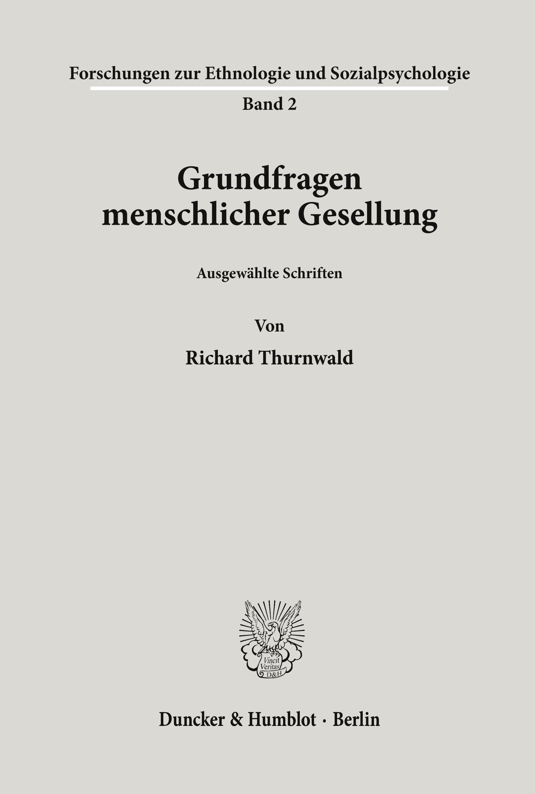 Vorderes Coverbild Grundfragen menschlicher Gesellung.