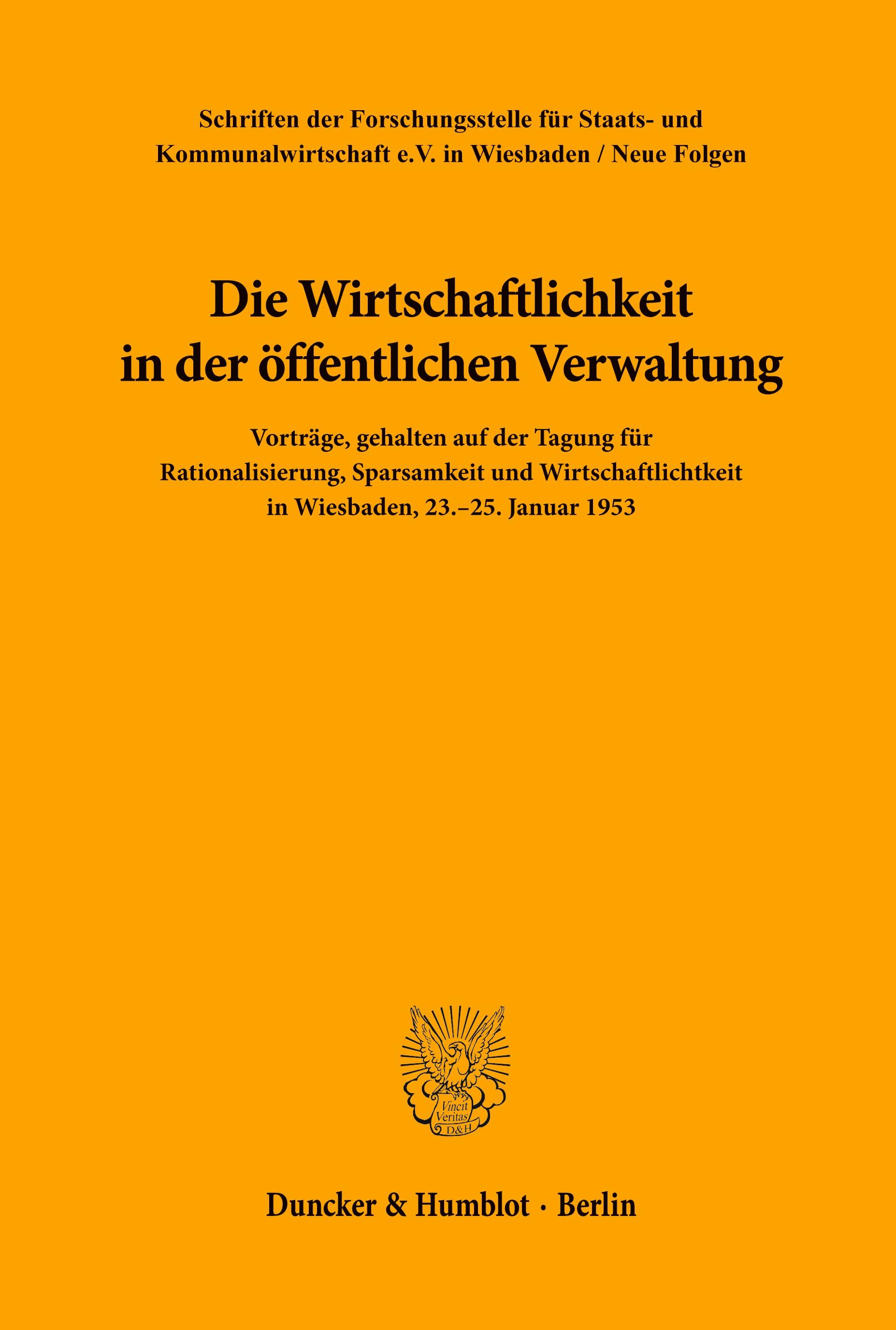 Vorderes Coverbild Die Wirtschaftlichkeit in der öffentlichen Verwaltung.