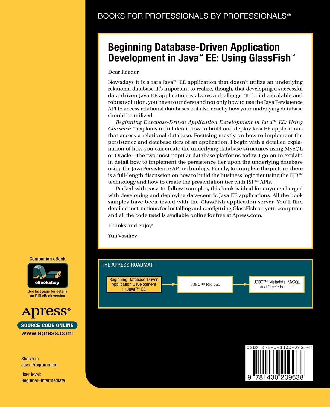 Rückseitencover Beginning Database-Driven Application Development in Java EE