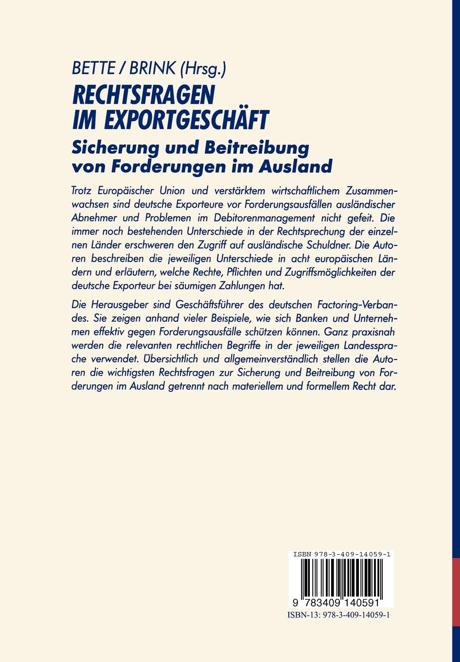 Rückseitencover Rechtsfragen im Exportgeschäft