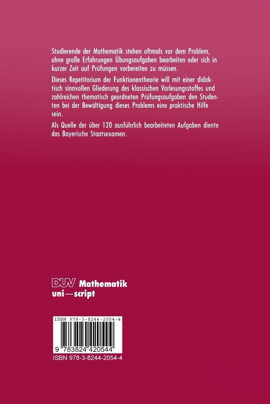 Rückseitencover Repetitorium der Funktionentheorie