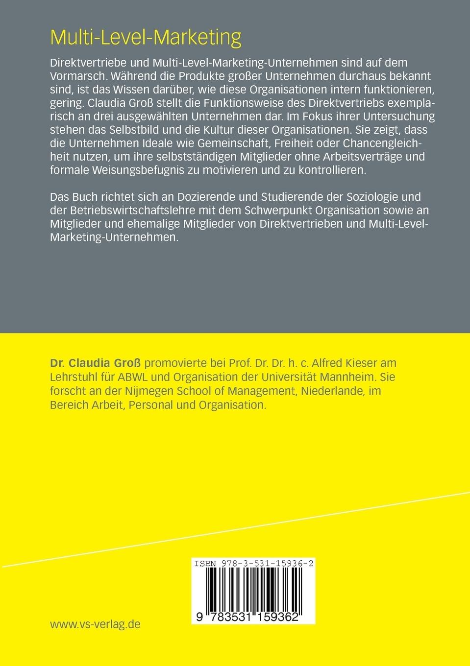 Rückseitencover Multi-Level-Marketing