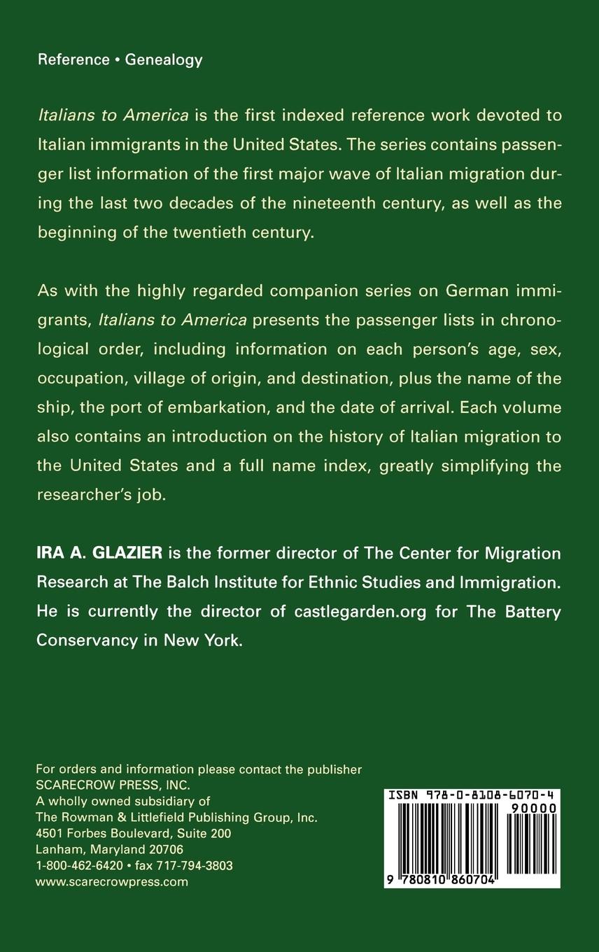 Rückseitencover Italians to America