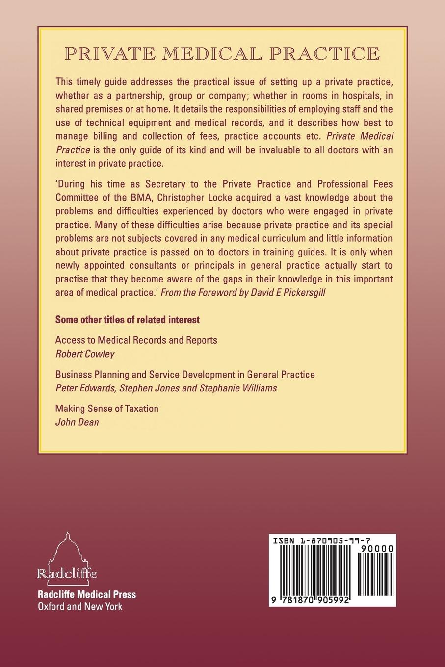 Rückseitencover Private Medical Practice