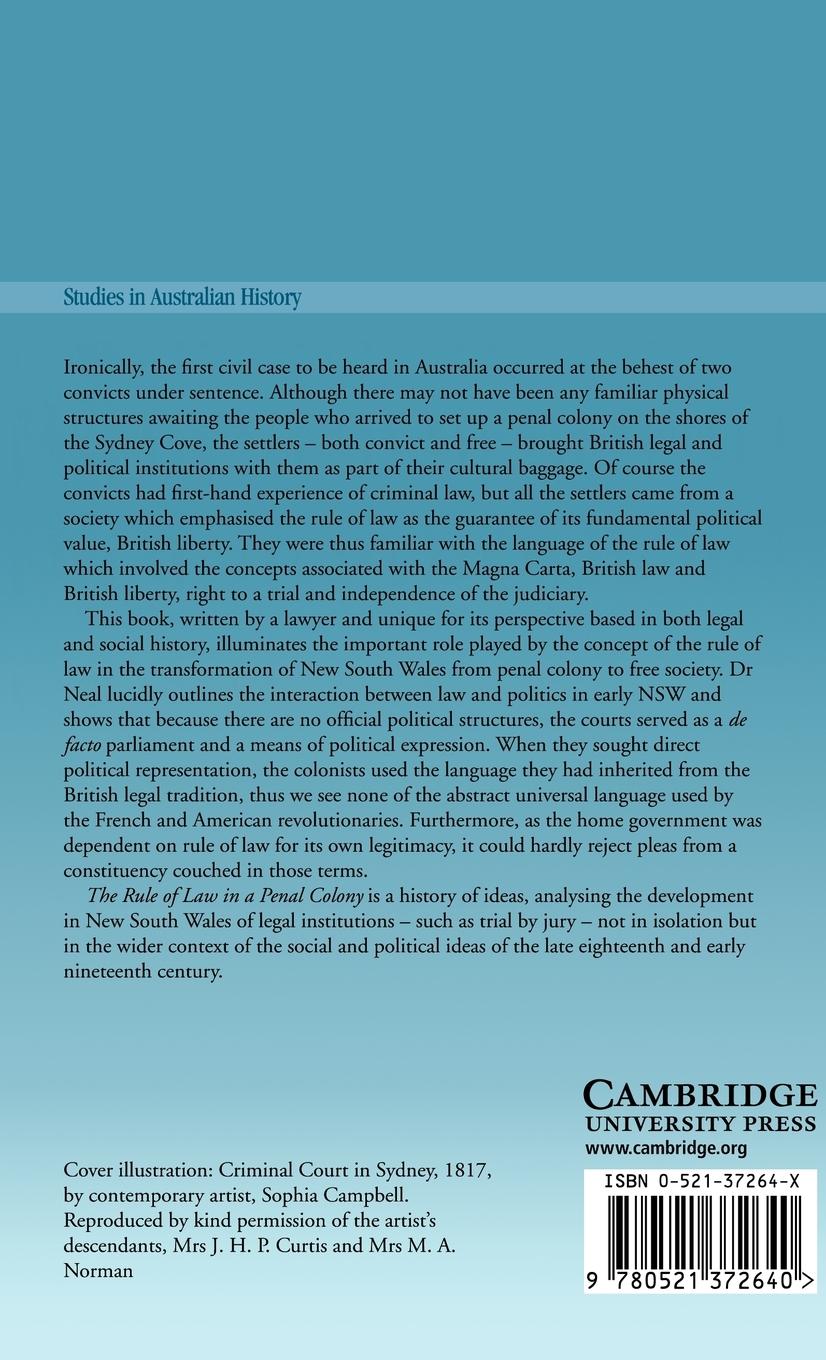 Rückseitencover The Rule of Law in a Penal Colony