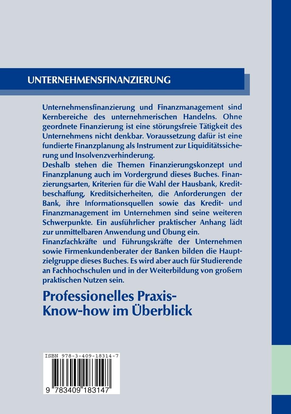 Rückseitencover Unternehmensfinanzierung