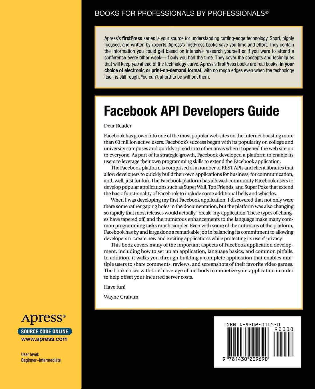 Rückseitencover Facebook API Developers Guide