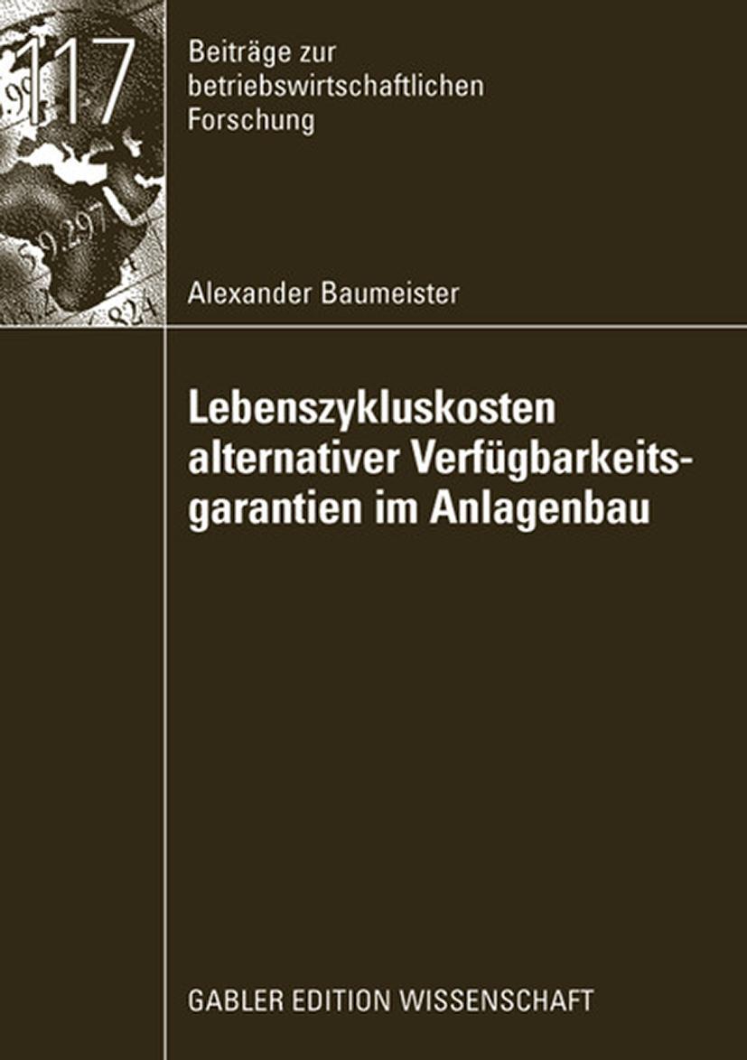Vorderes Coverbild Lebenszykluskosten alternativer Verfügbarkeitsgarantien im Anlagenbau