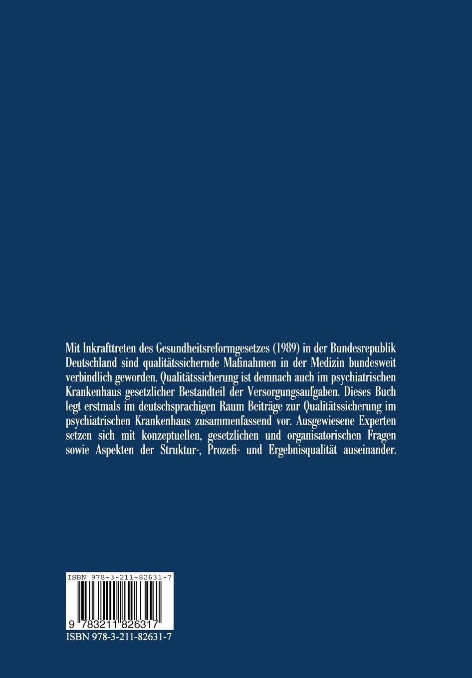 Rückseitencover Qualitätssicherung im psychiatrischen Krankenhaus