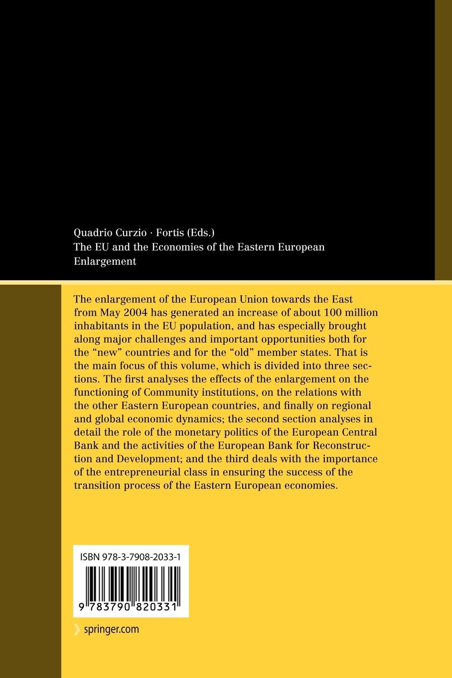 Rückseitencover The EU and the Economies of the Eastern European Enlargement