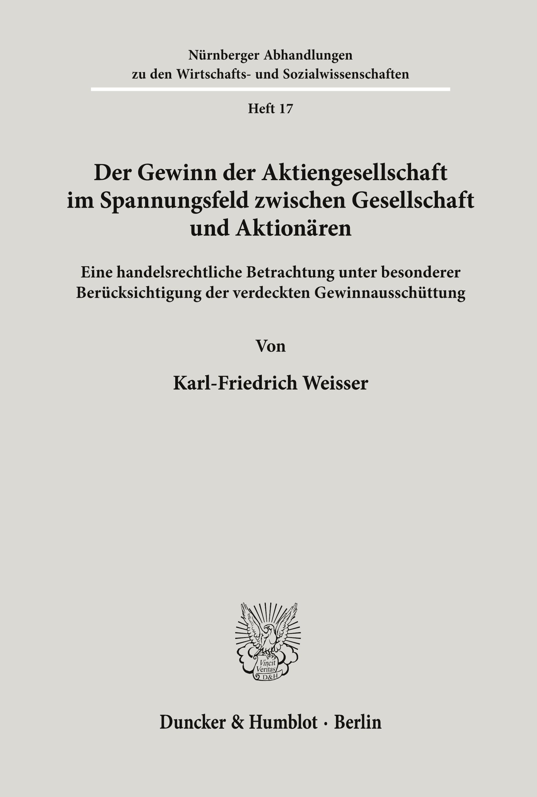 Vorderes Coverbild Der Gewinn der Aktiengesellschaft im Spannungsfeld zwischen Gesellschaft und Aktionären.