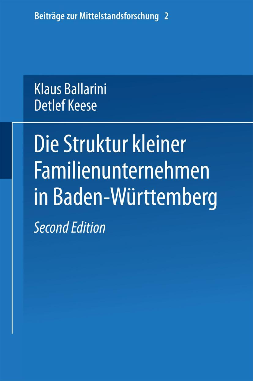 Vorderes Coverbild Die Struktur kleiner Familienunternehmen in Baden-Württemberg