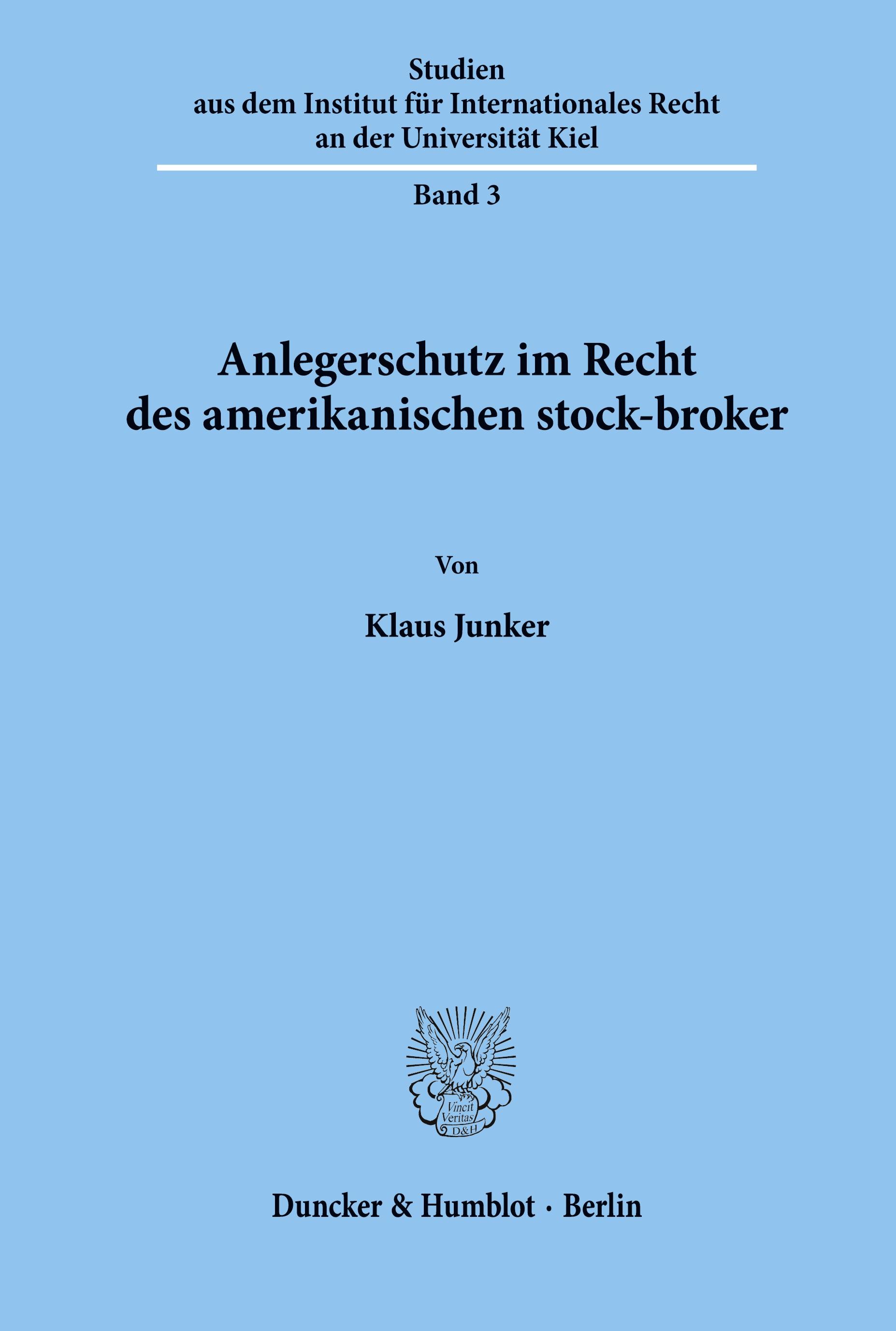 Vorderes Coverbild Anlegerschutz im Recht des amerikanischen stock-broker.