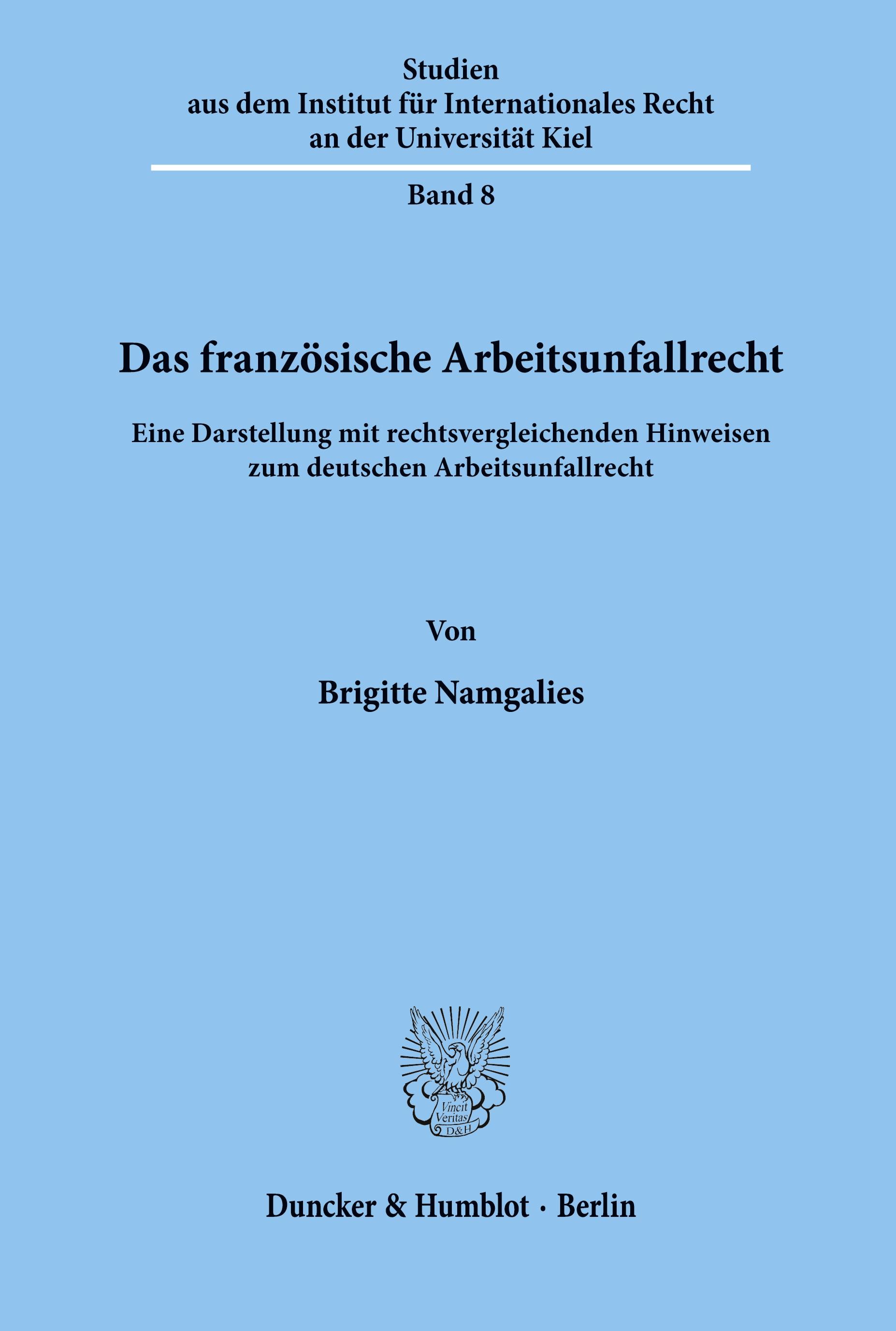 Vorderes Coverbild Das französische Arbeitsunfallrecht.