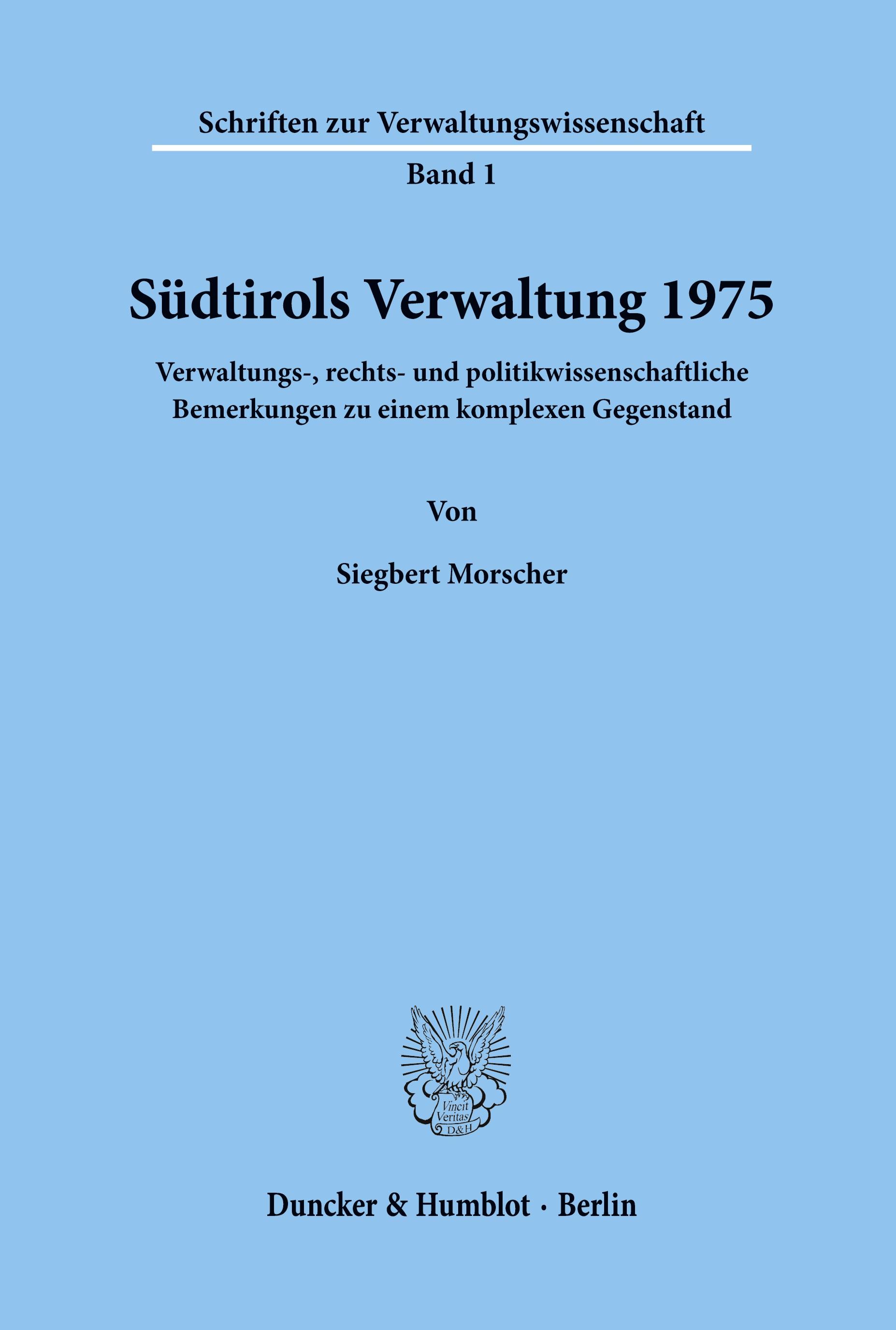 Vorderes Coverbild Südtirols Verwaltung 1975.