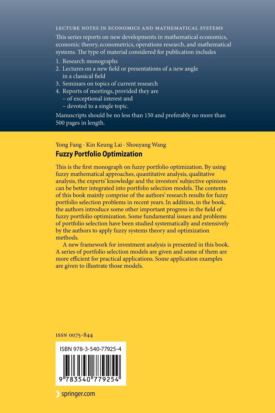 Rückseitencover Fuzzy Portfolio Optimization