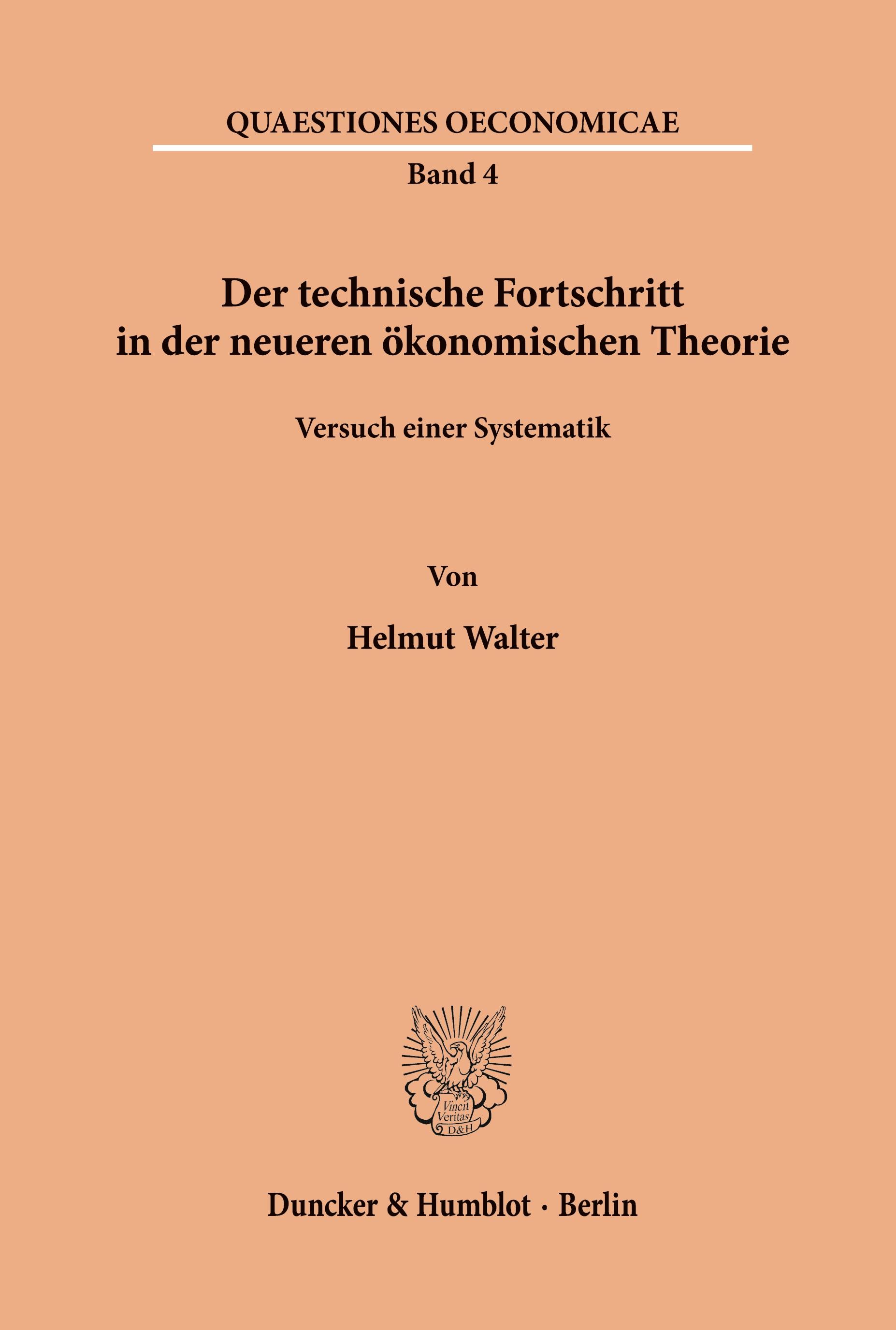 Vorderes Coverbild Der technische Fortschritt in der neueren ökonomischen Theorie.