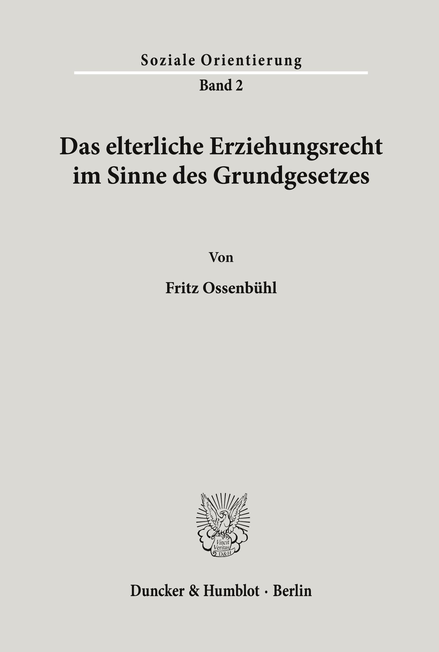 Vorderes Coverbild Das elterliche Erziehungsrecht im Sinne des Grundgesetzes.