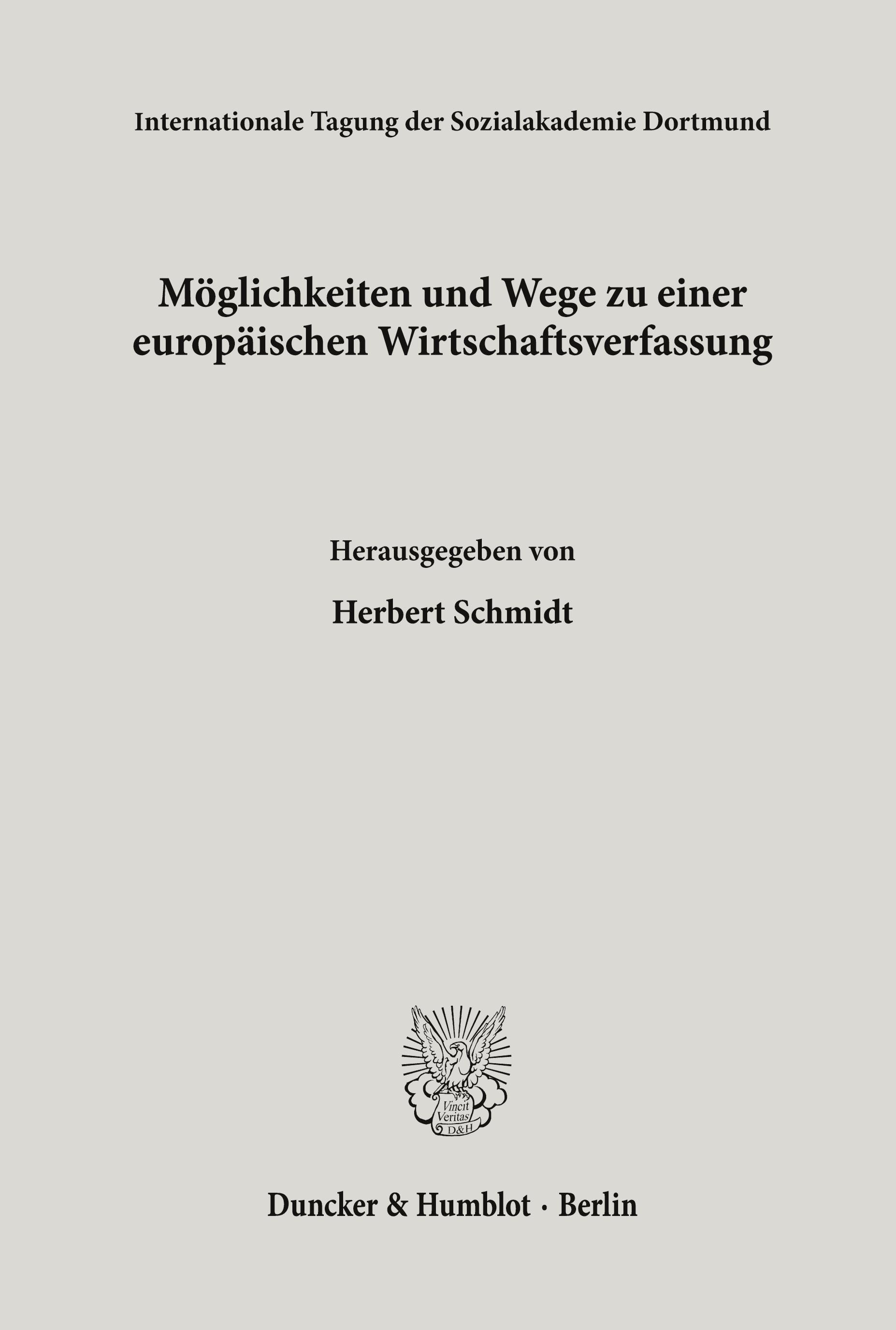 Vorderes Coverbild Möglichkeiten und Wege zu einer europäischen Wirtschaftsverfassung.