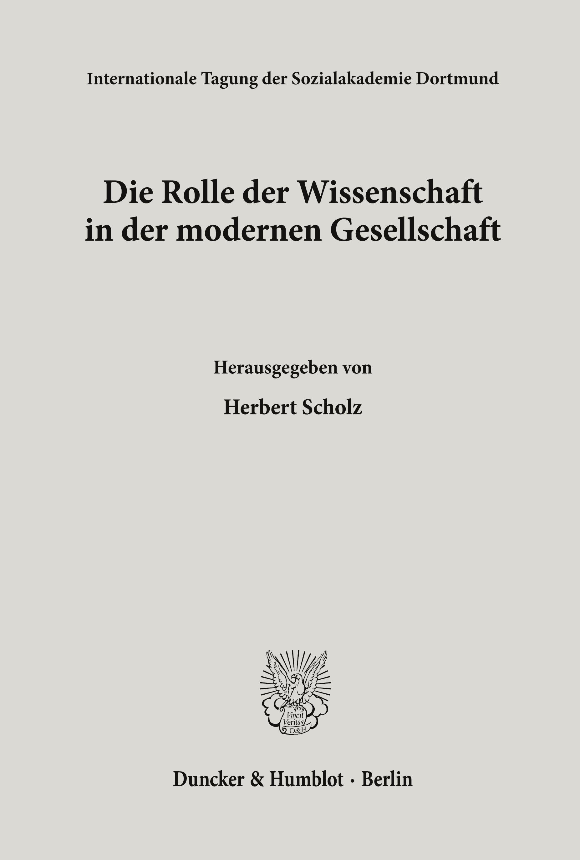 Vorderes Coverbild Die Rolle der Wissenschaft in der modernen Gesellschaft.