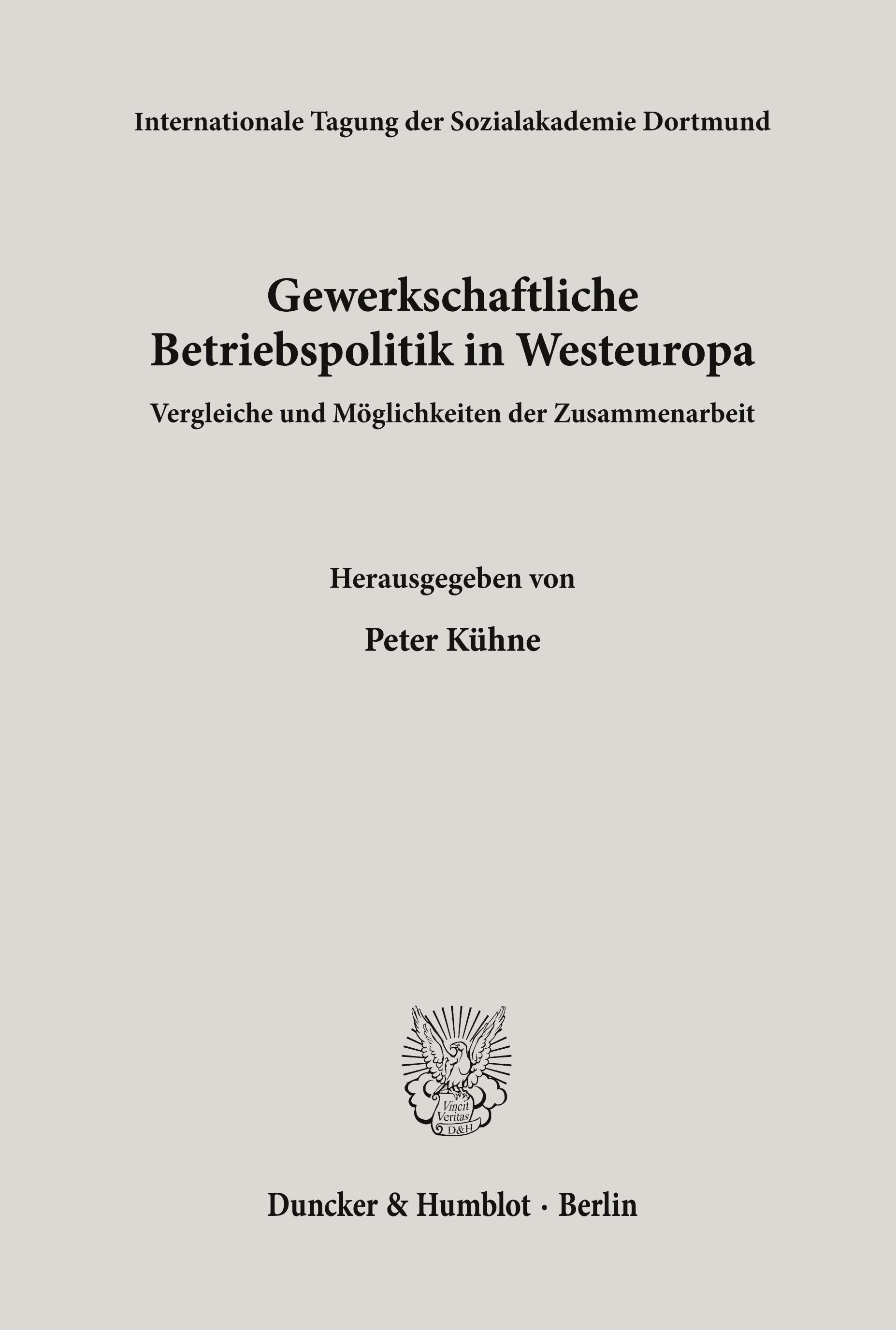 Vorderes Coverbild Gewerkschaftliche Betriebspolitik in Westeuropa.