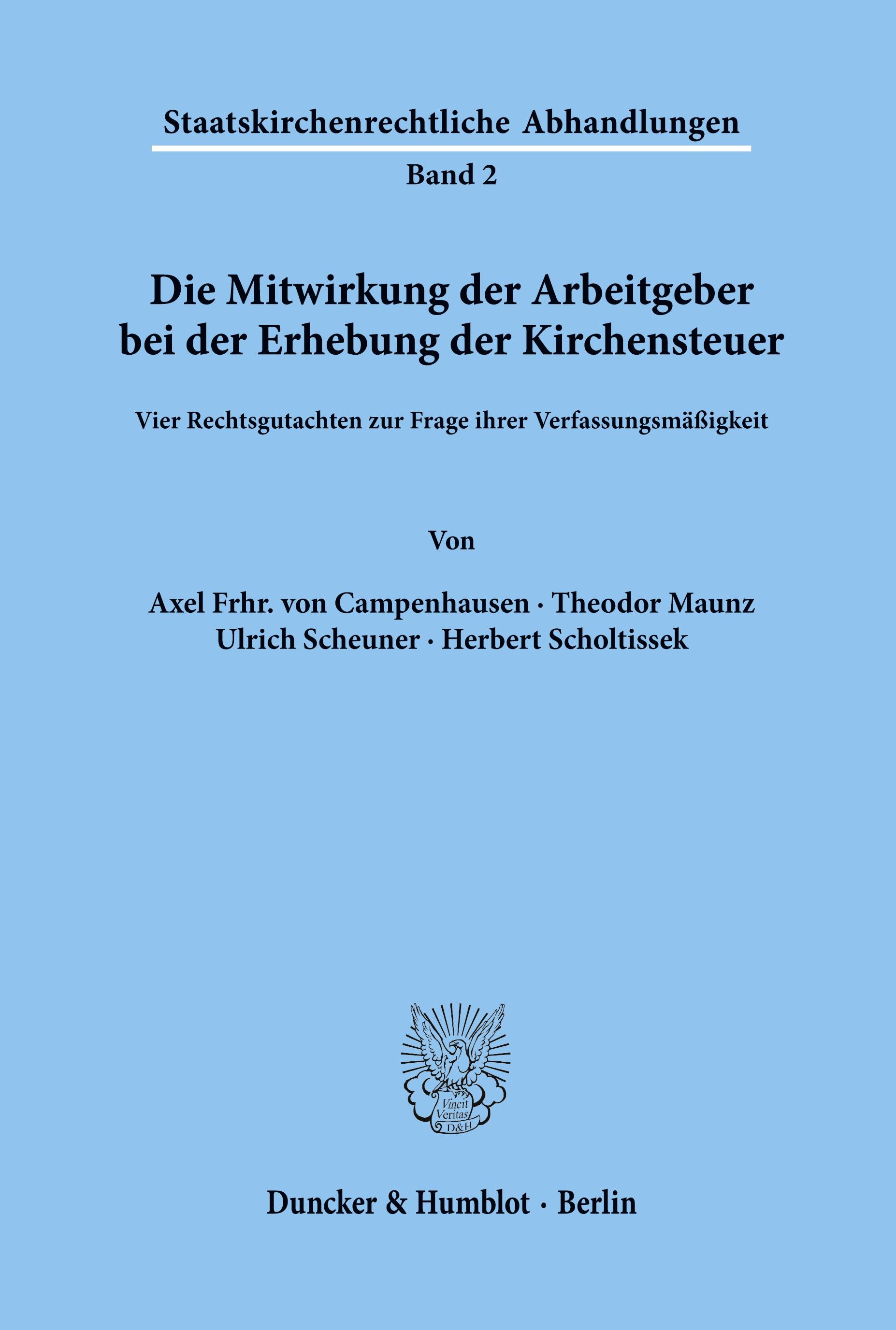 Vorderes Coverbild Die Mitwirkung der Arbeitgeber bei der Erhebung der Kirchensteuer.