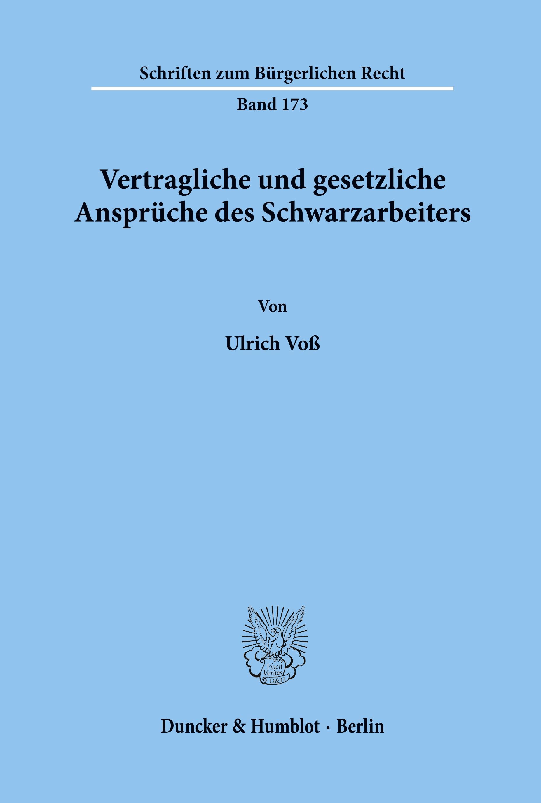 Vorderes Coverbild Vertragliche und gesetzliche Ansprüche des Schwarzarbeiters.