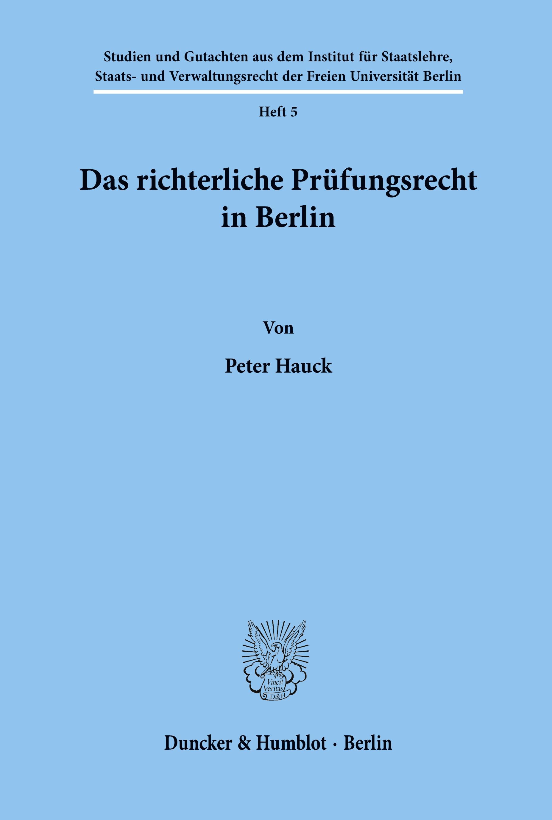 Vorderes Coverbild Das richterliche Prüfungsrecht in Berlin.