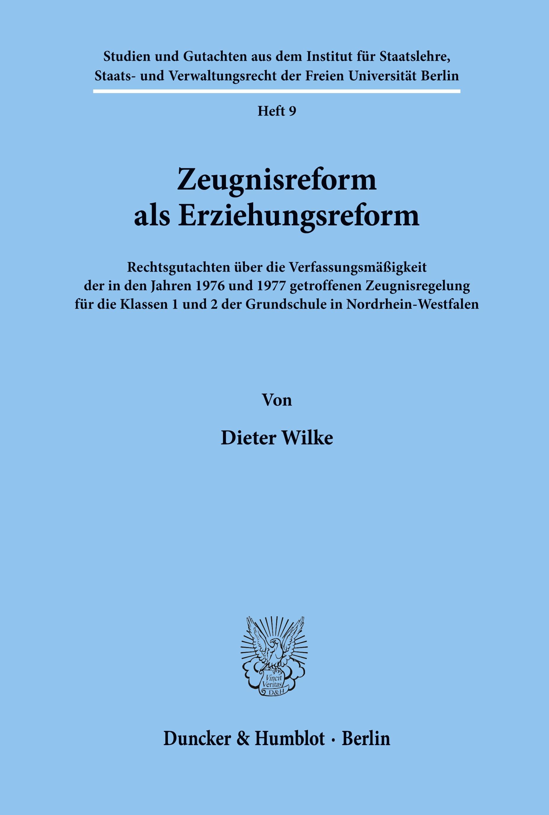 Vorderes Coverbild Zeugnisreform als Erziehungsreform.