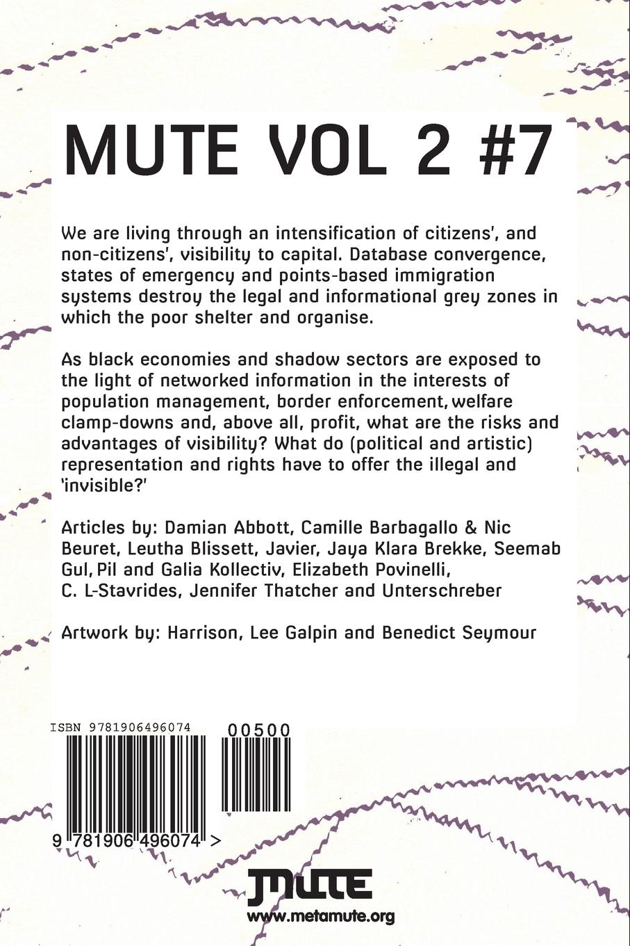 Rückseitencover Mute vol 2 #7 - Show Invisibles? Migration/Data/Work