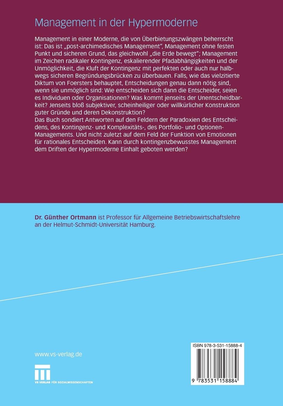 Rückseitencover Management in der Hypermoderne