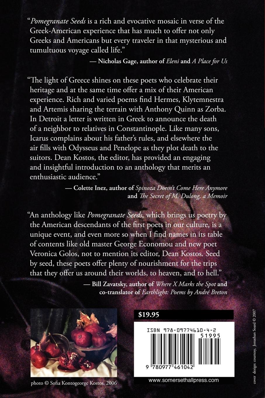 Rückseitencover Pomegranate Seeds: An Anthology of Greek-American Poetry