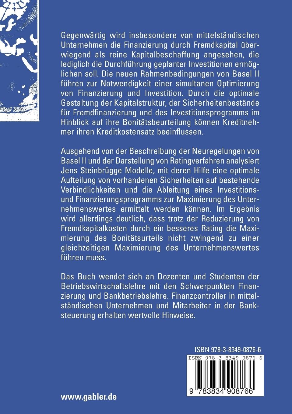 Rückseitencover Optimale Fremdfinanzierung nach Basel II