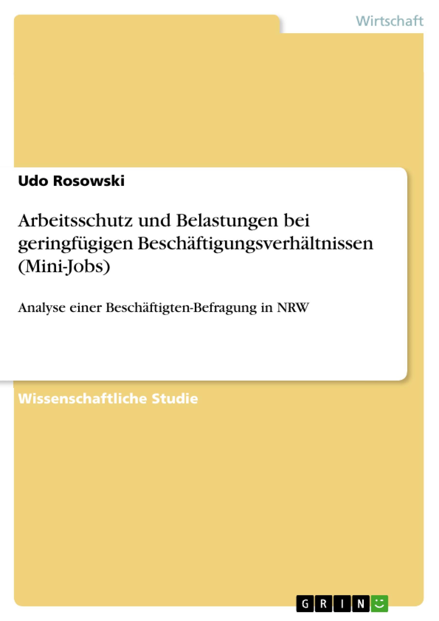 Vorderes Coverbild Arbeitsschutz und Belastungen bei geringfügigen Beschäftigungsverhältnissen (Mini-Jobs)