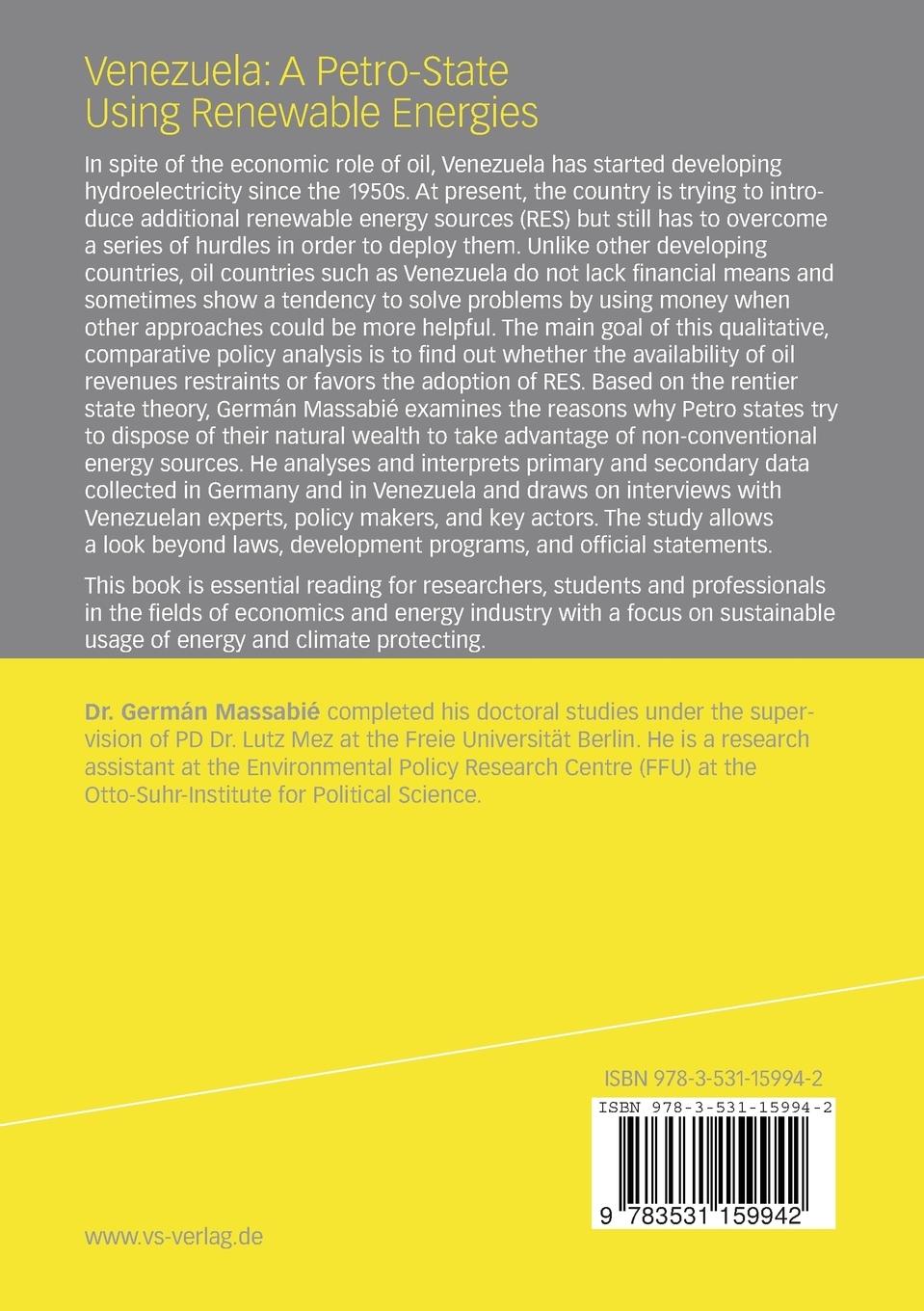 Rückseitencover Venezuela: A Petro-State Using Renewable Energies